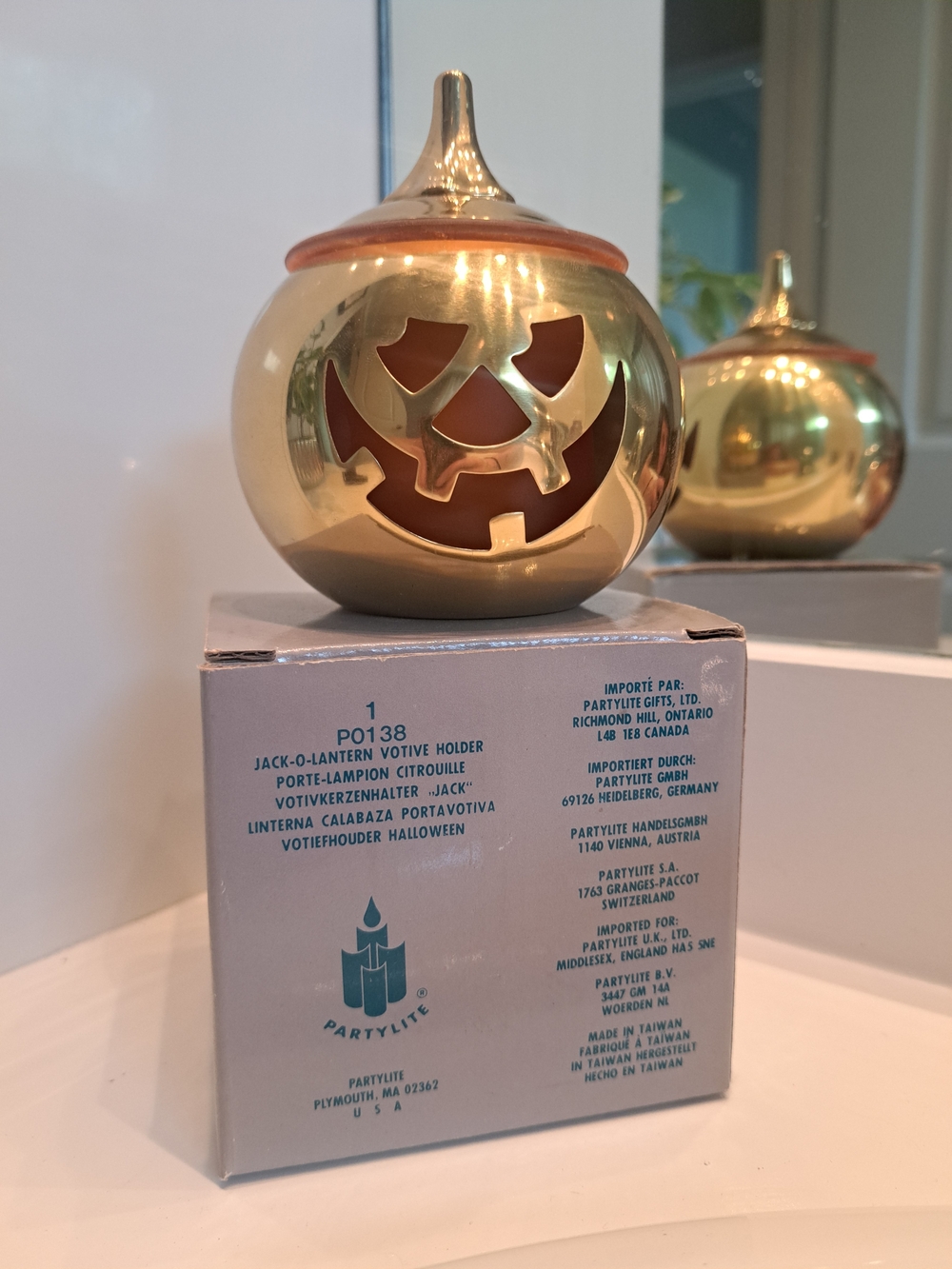 Partylite Gold Jack-O'-Lantern Votive Holder